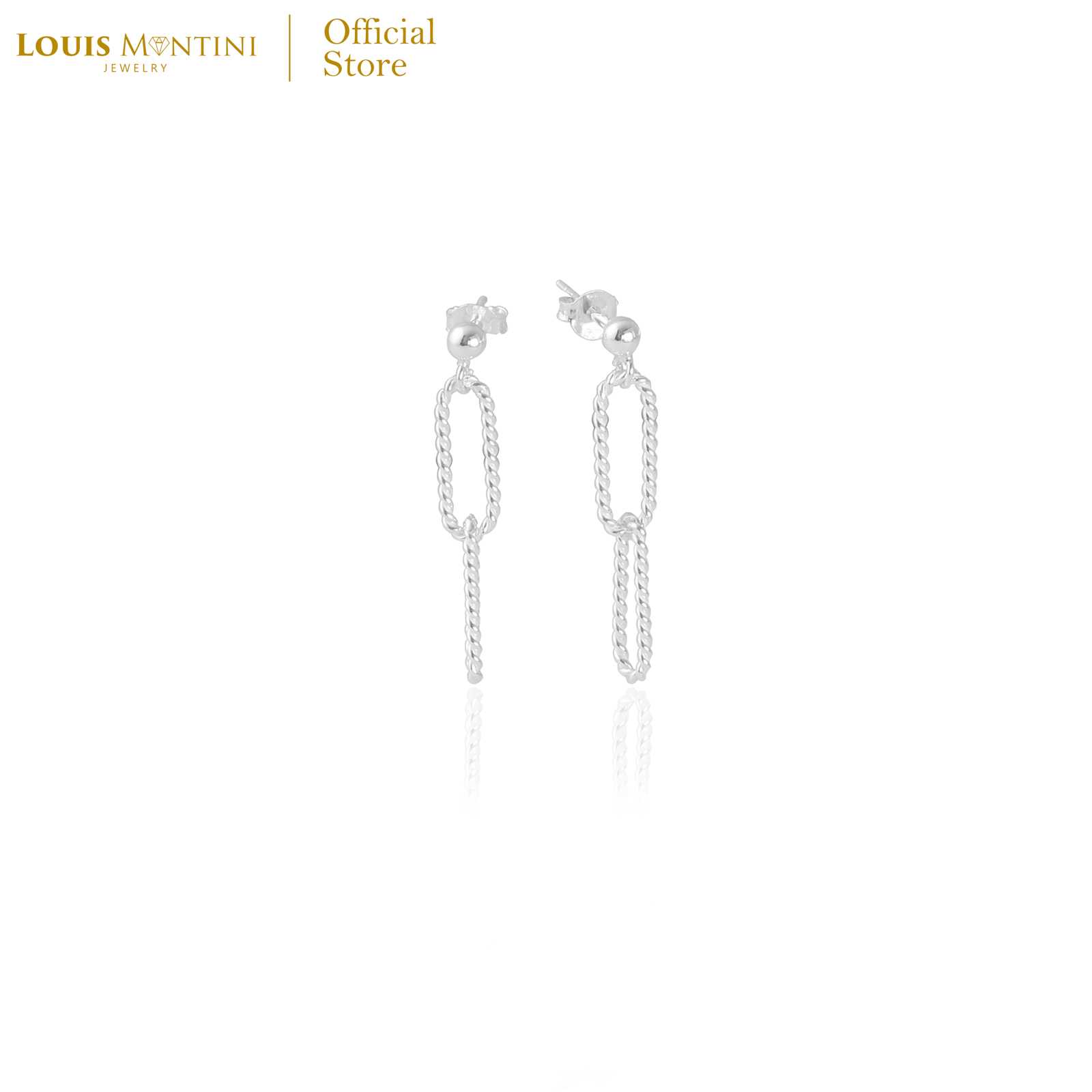 Louis Montini (Jewelry) Sterling Silver 925 Earrings ต่างหูเงินแท้ 92.5%  รูป Rope LJER34