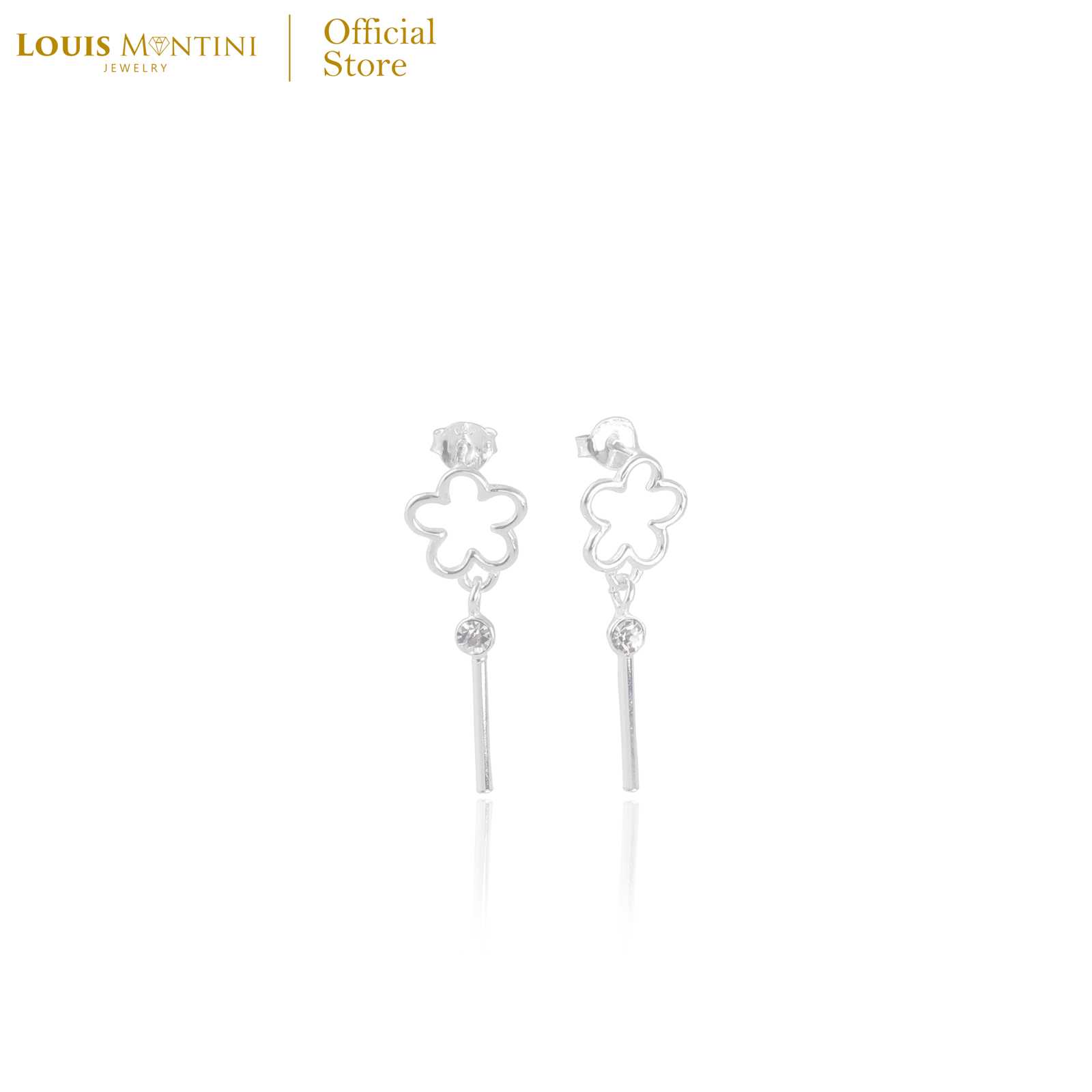 Louis Montini (Jewelry) Sterling Silver 925 Earrings ต่างหูเงินแท้ 92.5% รูปใบโคลเวอร์ LJER37