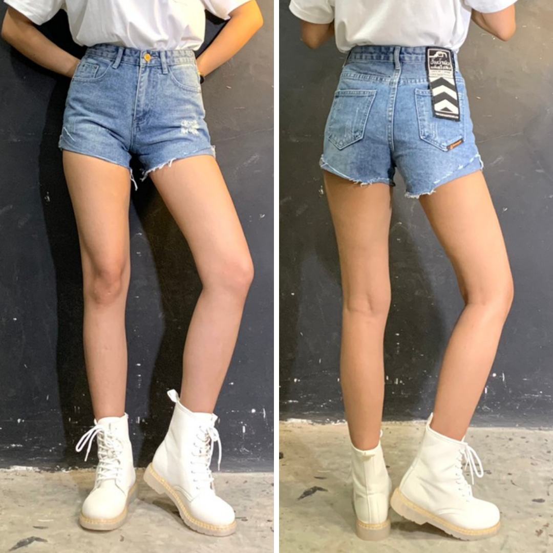 SG006 กางเกงยีนส์ขาสั้นผู้หญิง Lady Shorts Jeans (Gasoline & Garage) ปั๊มน้ำมันแก๊สโซลีน (SG)