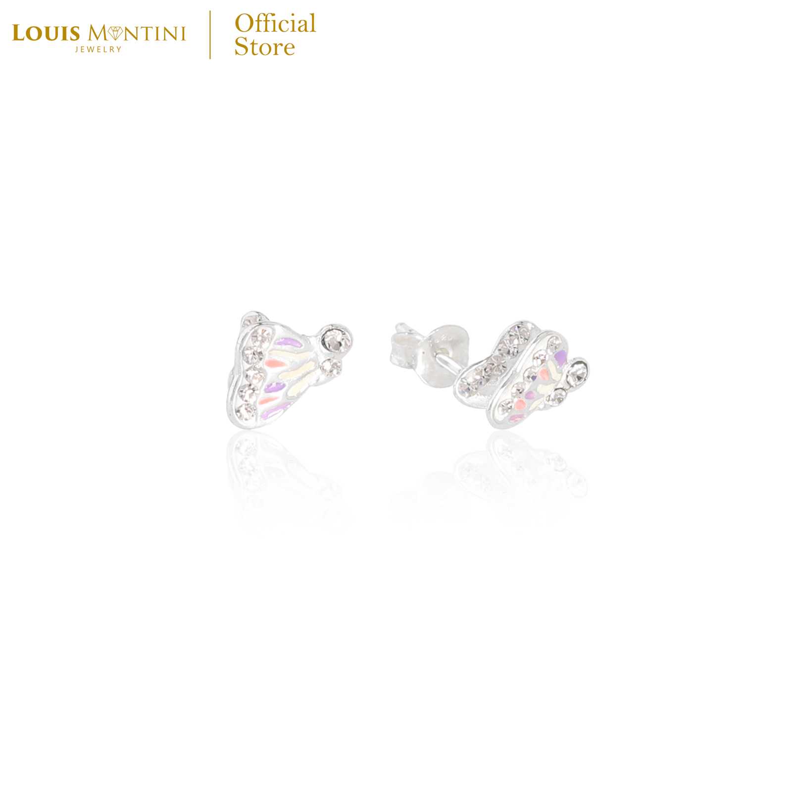 Louis Montini (Jewelry) Sterling Silver 925 Earrings ต่างหูเงินแท้ 92.5%  รูปผีเสื้อ LJER55