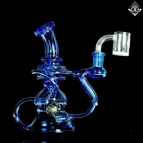 8.5Inches Blue Recycler Rig with Marble