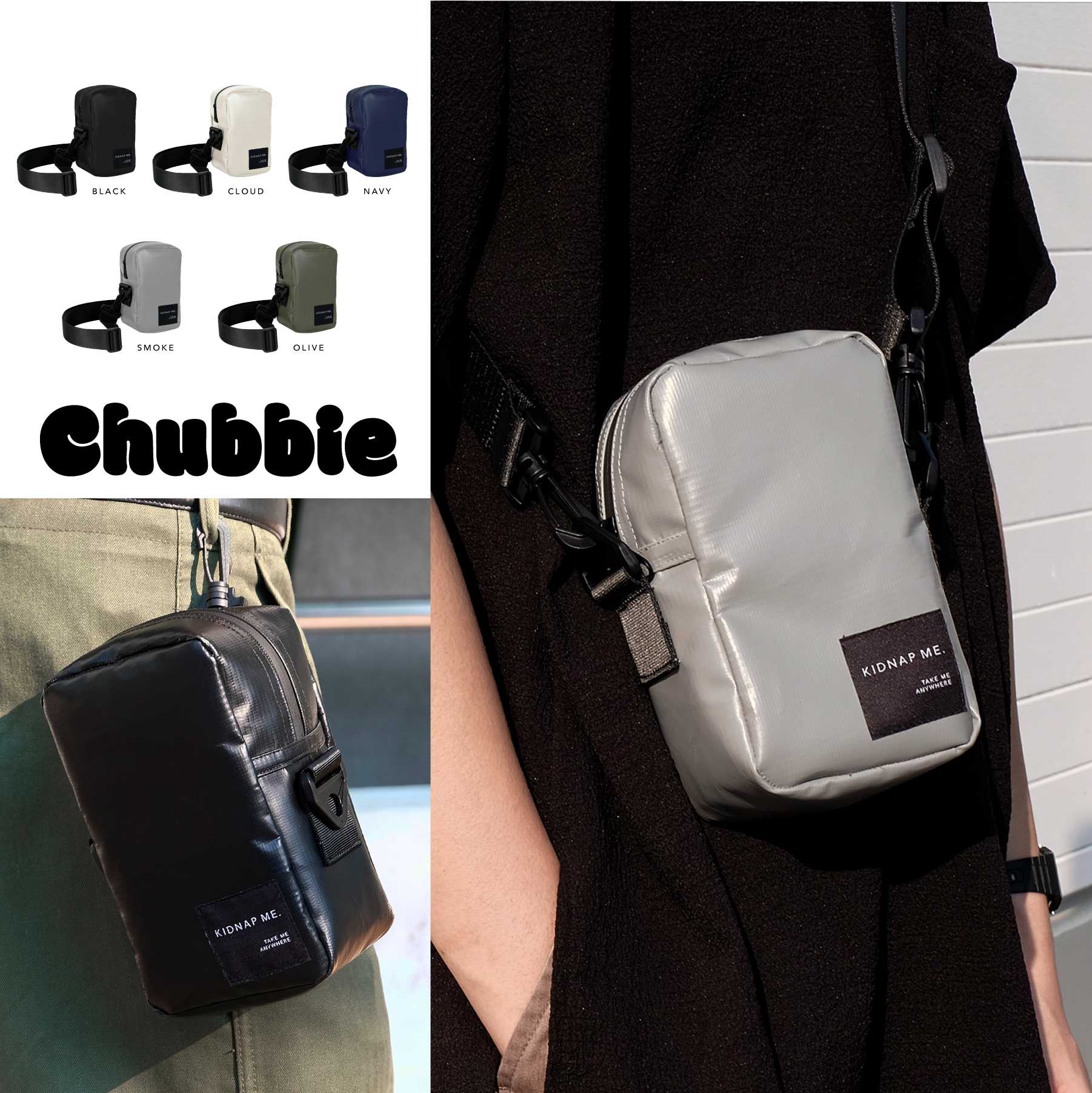 CHUBBIE BAG | กระเป๋าผ้าใบมีซิปรูด  ใส่ มือถือ Passport book กระเป๋าตังค์ได้