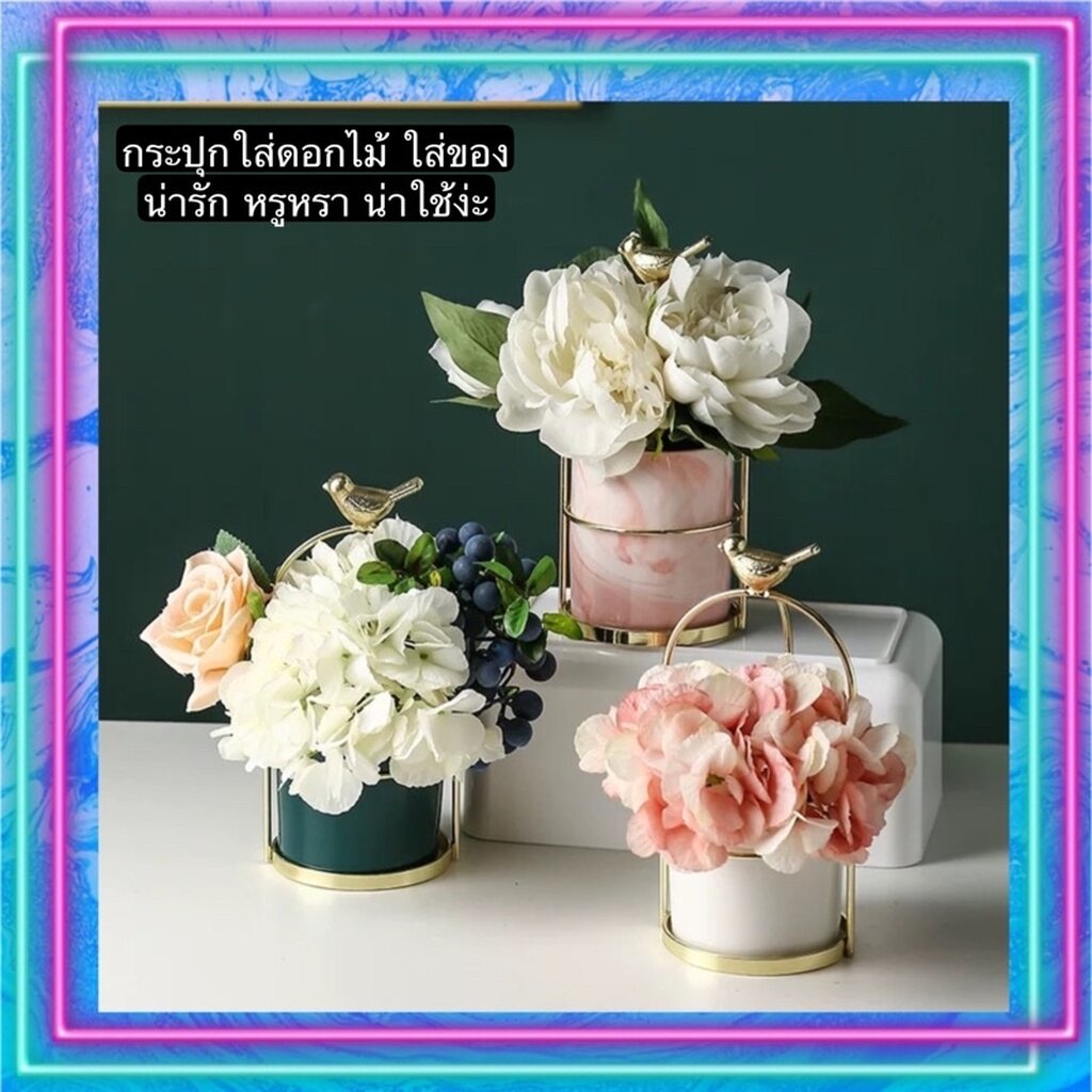 TS061D028 DECHOME กระถางเซรามิก กระถางแขวน กระปุกเซรามิค กระปุกเซรามิคราวนก กระถางต้นไม้