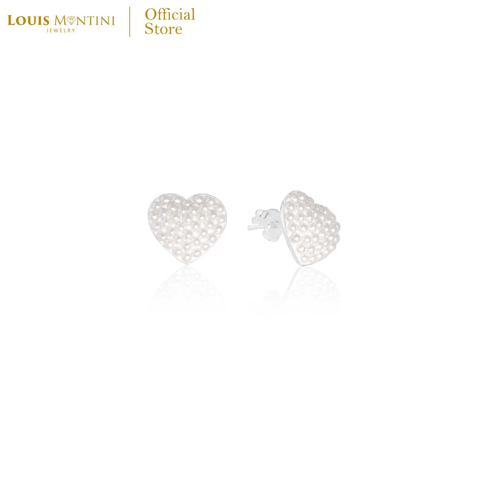 Louis Montini (Jewelry) Sterling Silver 925 Earrings ต่างหูเงินแท้ 92.5% รูปหัวใจ LJER61