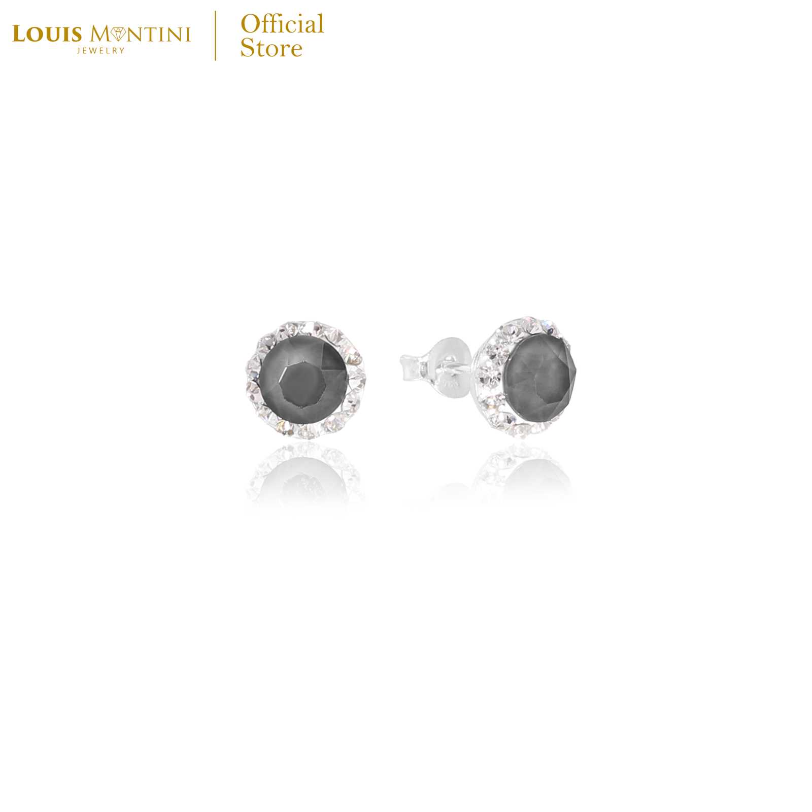 Louis Montini (Jewelry) Sterling Silver 925 Earrings ต่างหูเงินแท้ 92.5% รูปเพชร LJER63