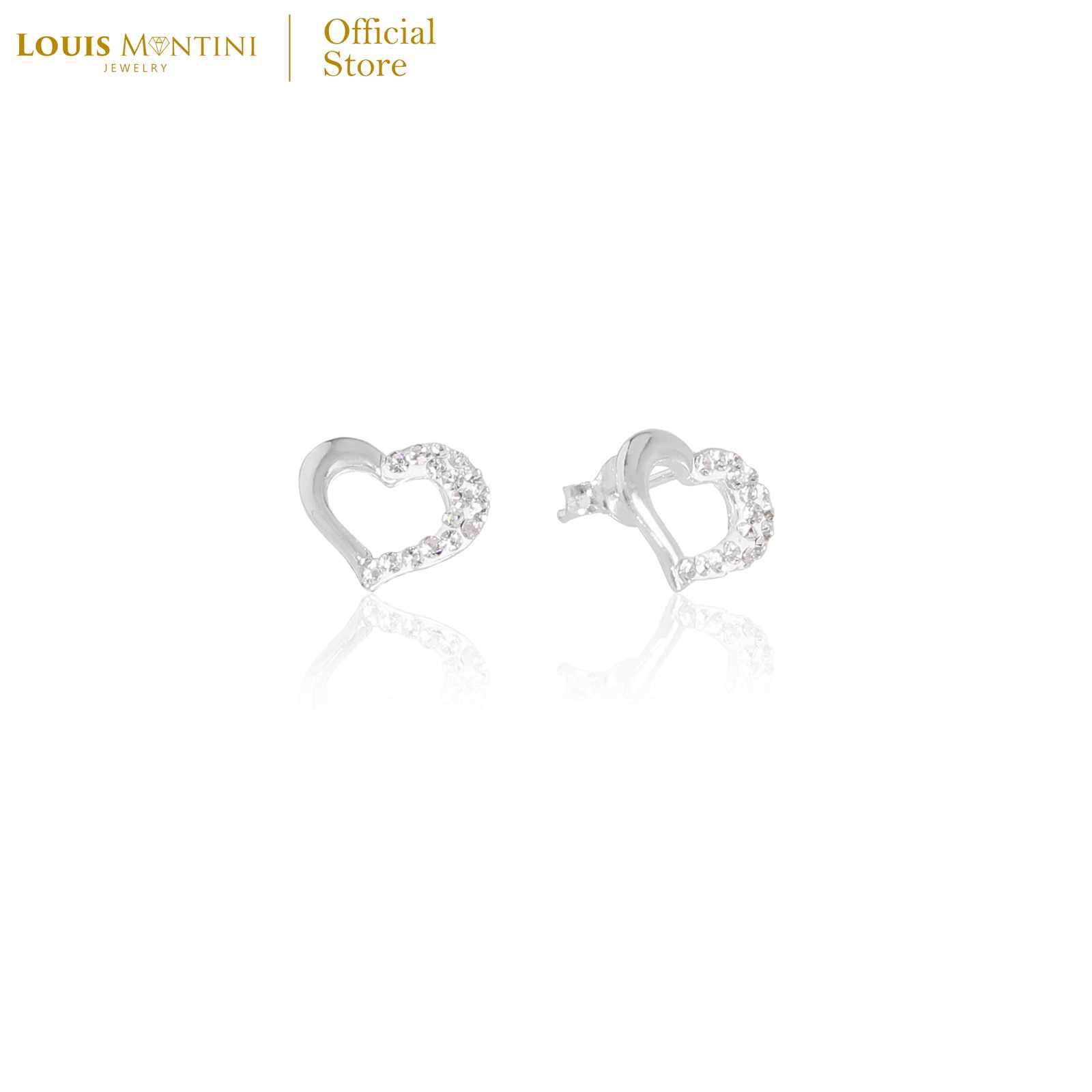 Louis Montini (Jewelry) Sterling Silver 925 Earrings ต่างหูเงินแท้ 92.5%  รูปหัวใจ LJER66