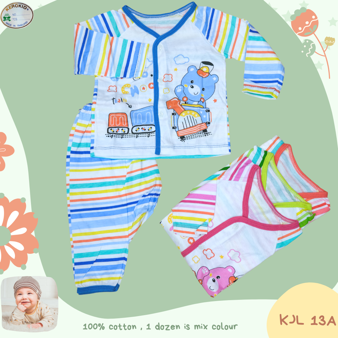 KJL 13, 100% Cotton  Long sleeve Shirt w/Button Set ชุดแขนยาวกระดุมหน้า