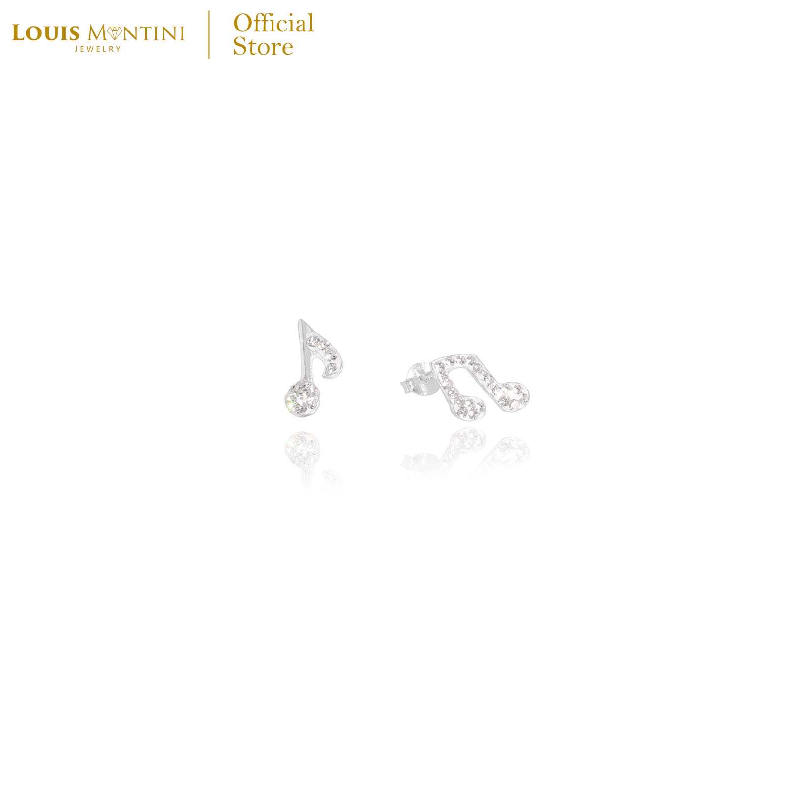 Louis Montini (Jewelry) Sterling Silver 925 Earrings ต่างหูเงินแท้ 92.5% รูปโน๊ต LJER75