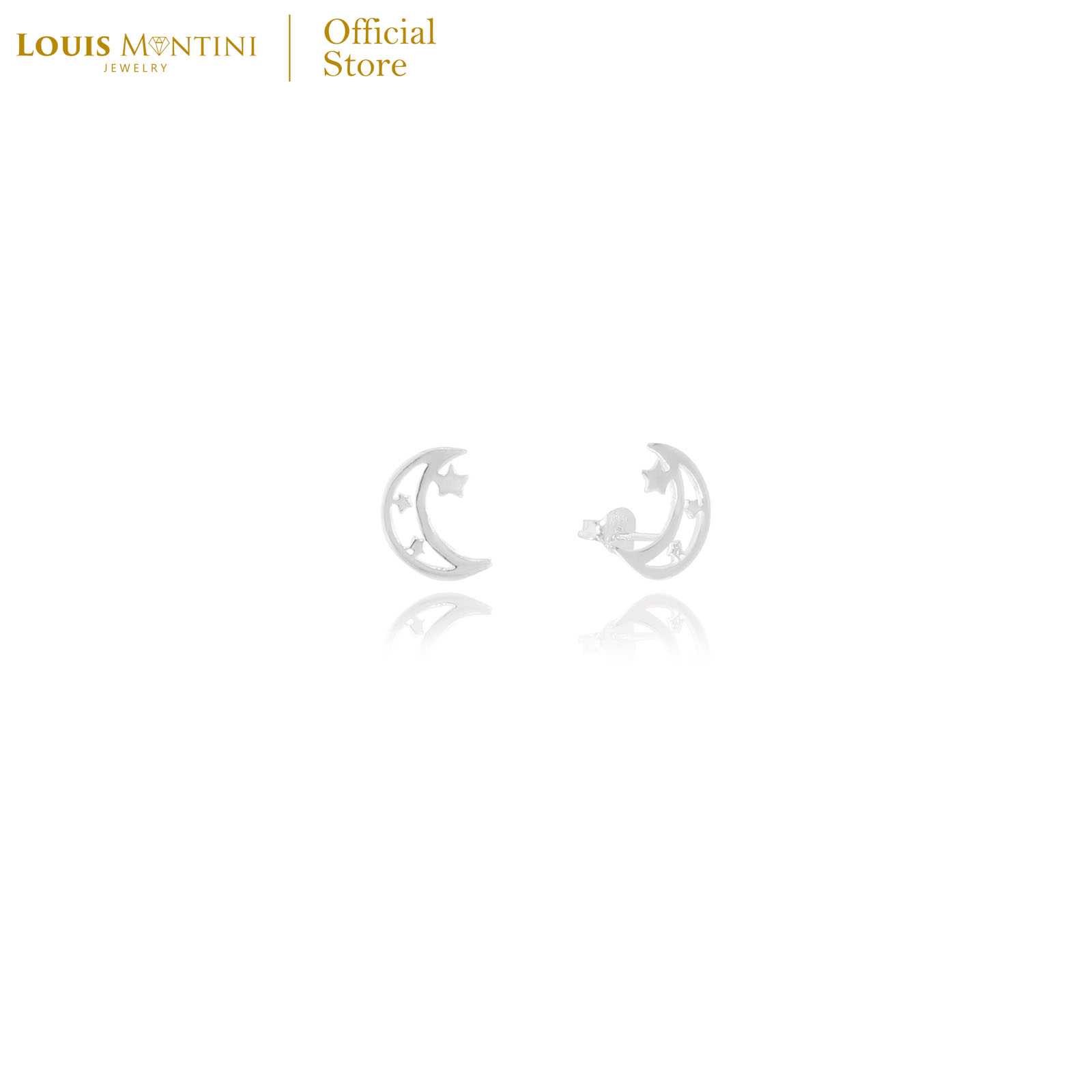 Louis Montini (Jewelry) Sterling Silver 925 Earrings ต่างหูเงินแท้ 92.5% รูปพระจันทร์ LJER77