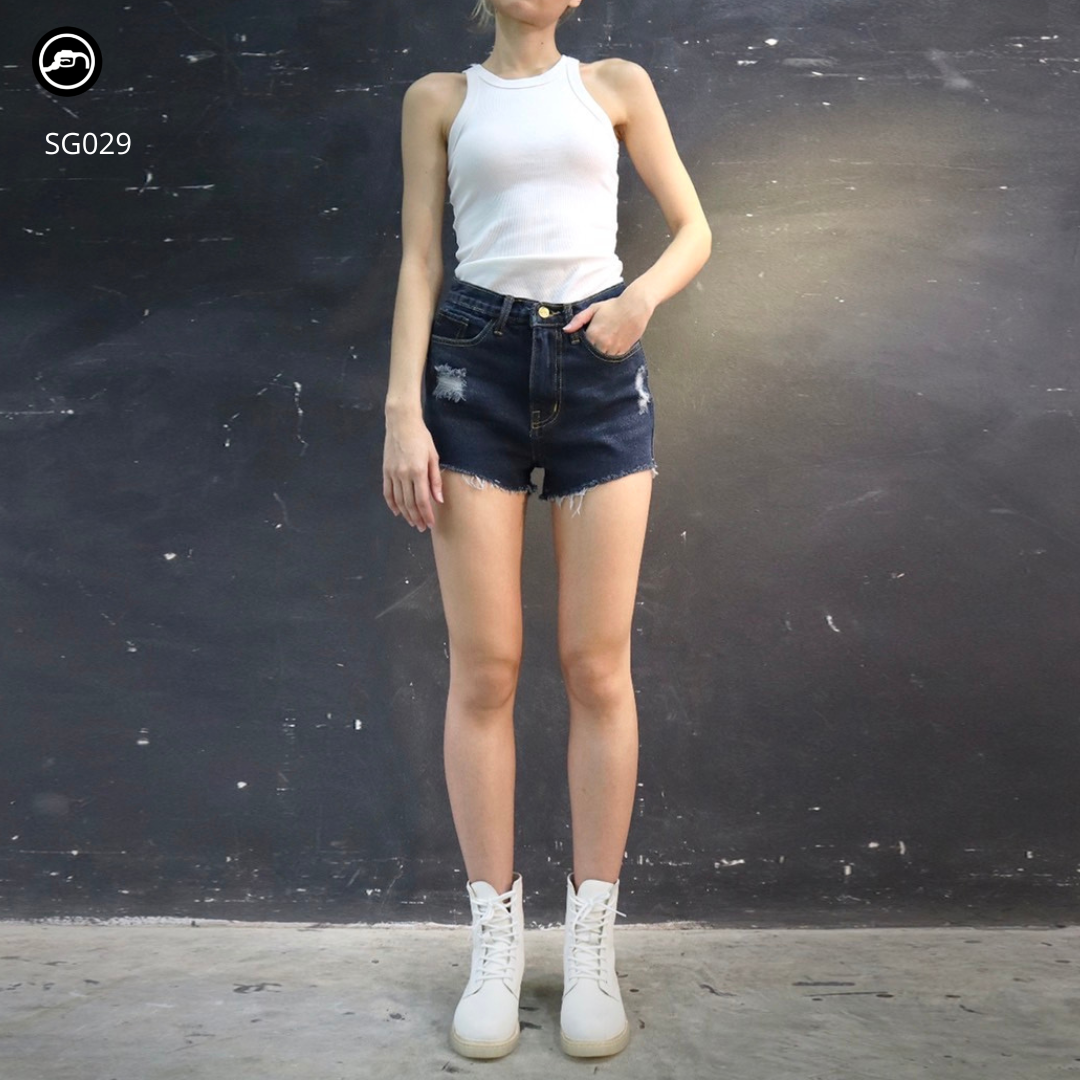 SG029 กางเกงยีนส์ ขาสั้น ผู้หญิง Lady Denim Shorts (Gasoline & Garage) ปั๊มน้ำมันแก๊สโซลีน (SG