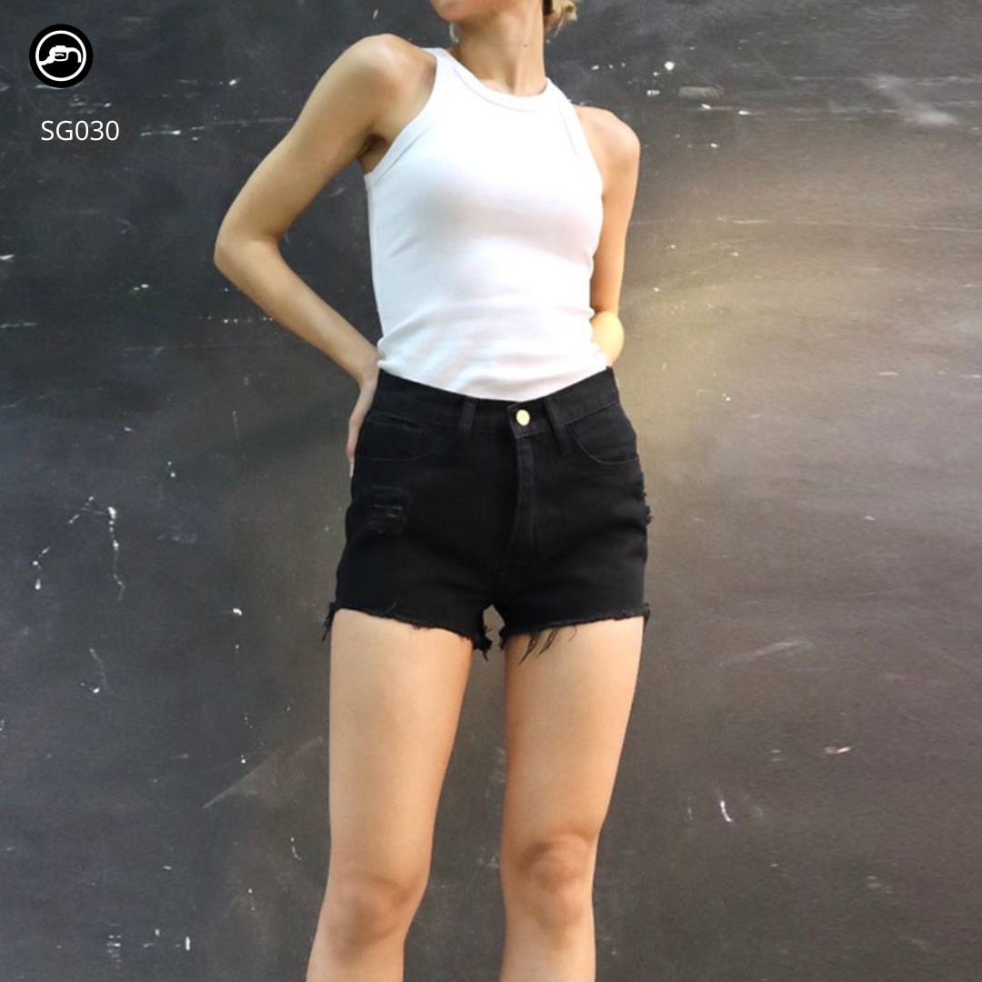 SG030 กางเกงยีนส์ ขาสั้น ผู้หญิง Lady Denim Shorts (Gasoline & Garage) ปั๊มน้ำมันแก๊สโซลีน (SG)