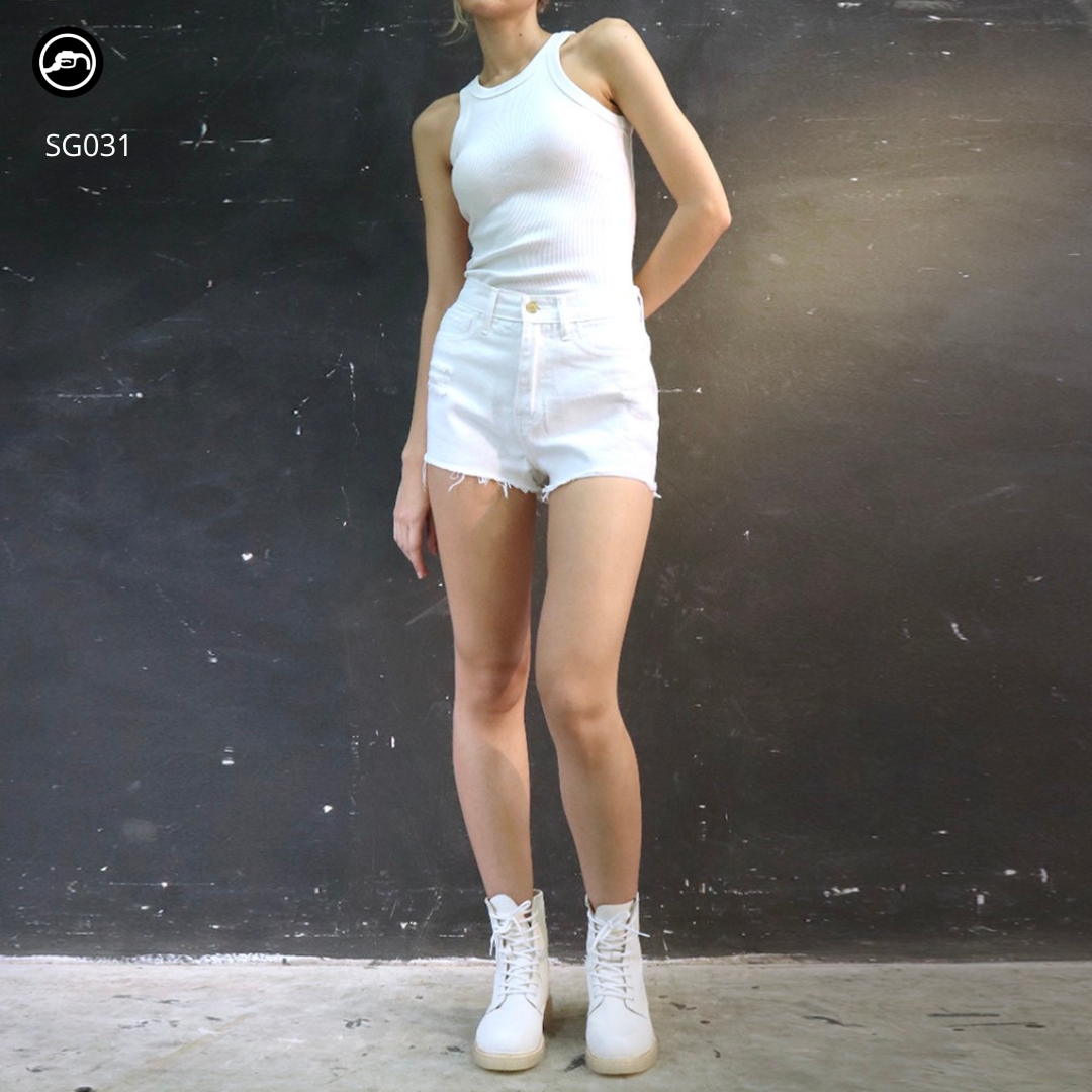 SG031 กางเกงยีนส์ ขาสั้น ผู้หญิง Lady Denim Shorts (Gasoline & Garage) ปั๊มน้ำมันแก๊สโซลีน (SG)