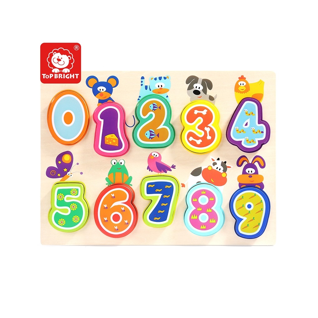 ภาพตัวต่อชิ้นหนาตัวเลขพร้อมภาพสัตว์ (Animals&Alphabet Puzzle) [Top Bright]