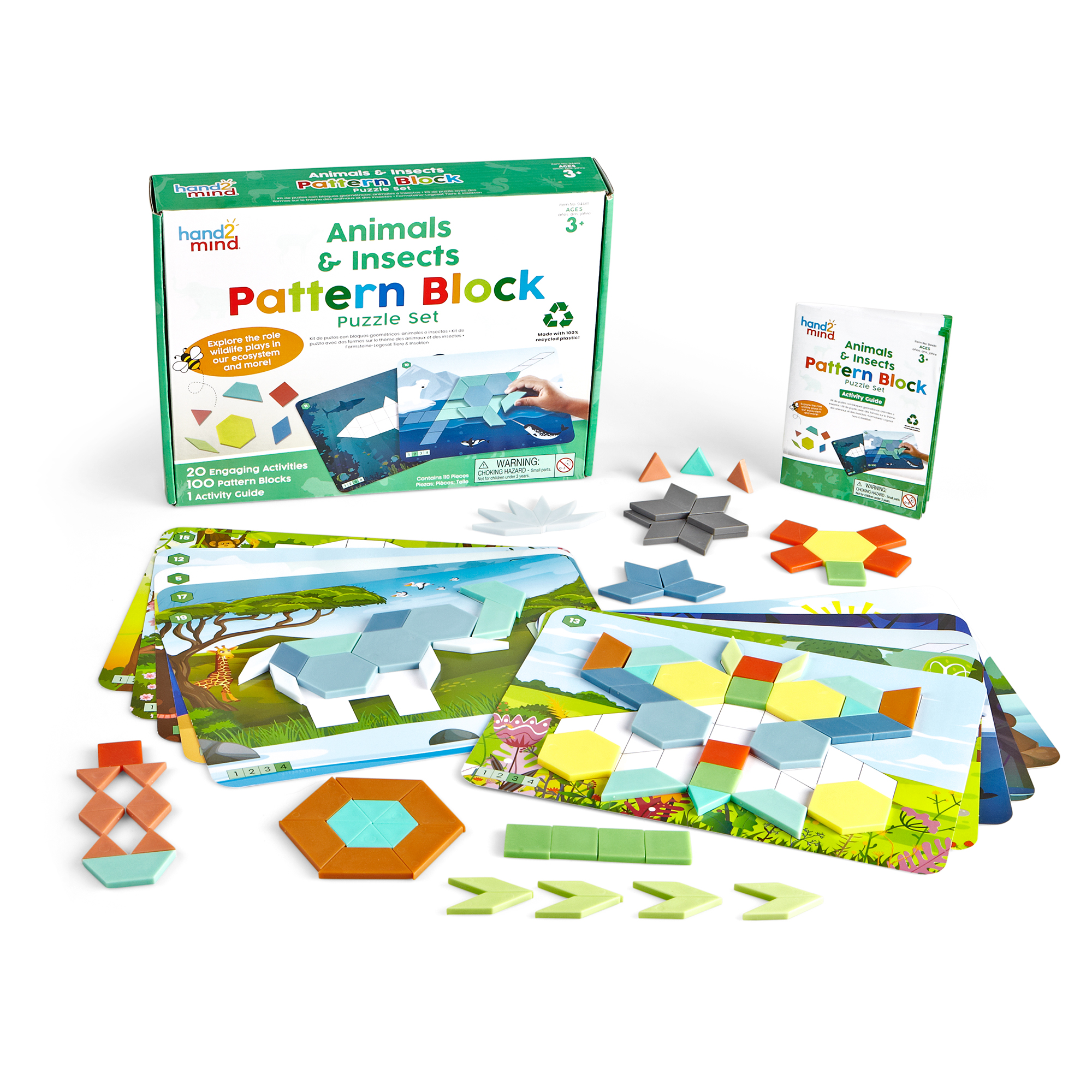 [อายุ 3+] ชุดเกมบล็อกรูปปริศนาสัตว์และแมลง (Animals & Insects : Pattern Block) [Hand2Mind]