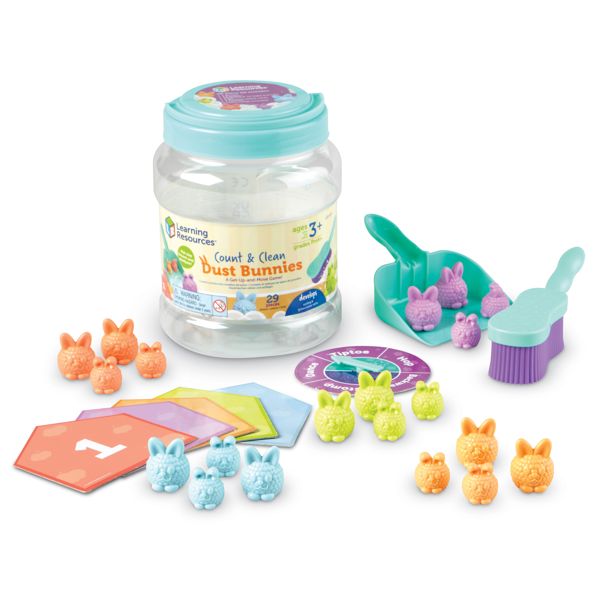 Learning Resources : Count & Clean Dust Bunnies Gross Motor Gameเกมปัดกวาดฝุ่นกระต่ายน้อย : 3 ปี+