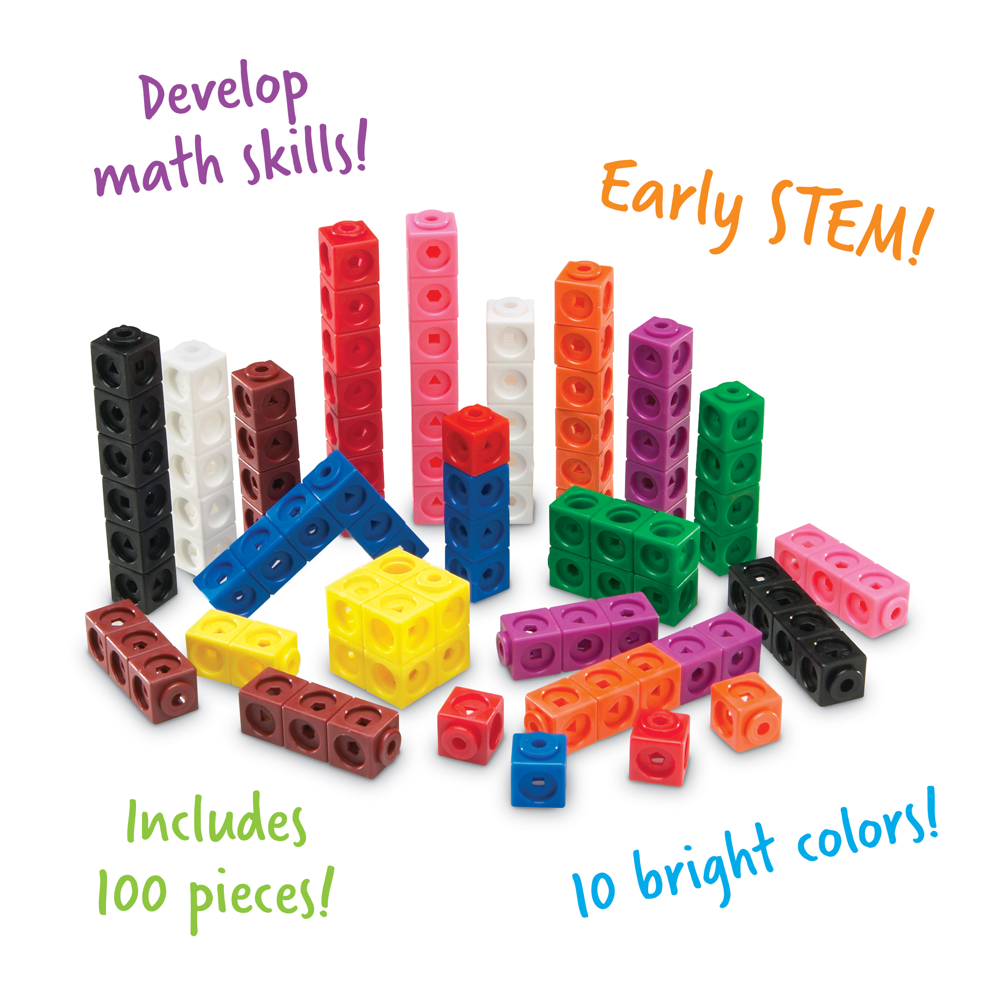 [อายุ 5+] ชุดลูกบาศก์คณิตศาสตร์ 100ชิ้น (MathLink Cubes : Set of 100) [Learning Resources]