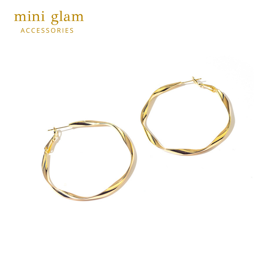 Miniglam Twist Circle Gold Hoop Earrings S925