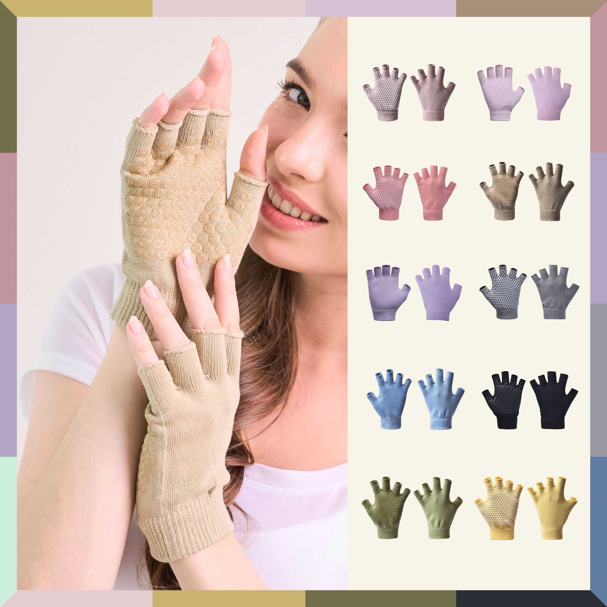 Caron gloves ถุงมือกันลื่น ถุงมือพิลาทิส ถุงมือโยคะ  (ซื้อสินค้าในร้านครบ 3 ชิ้น ฟรีค่าส่ง)