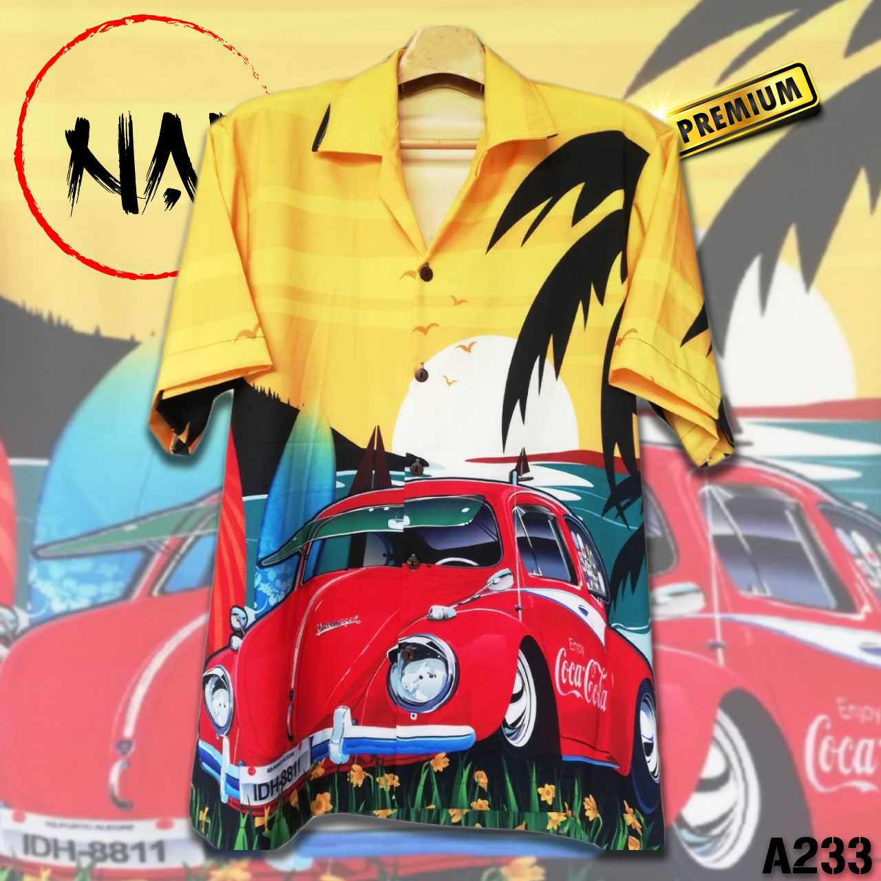 เสื้อฮาวาย ฮาวายเหลืองรถเต่า A233