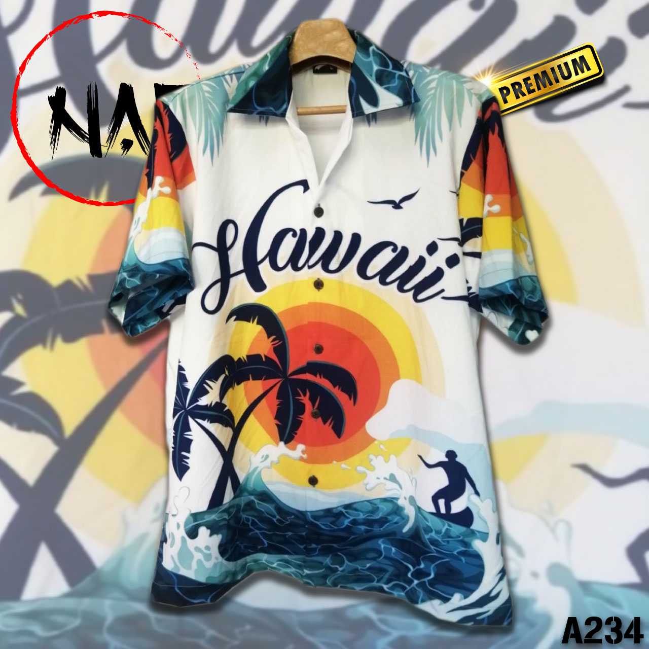 เสื้อฮาวาย ฮาวายโต้คลื่น A234