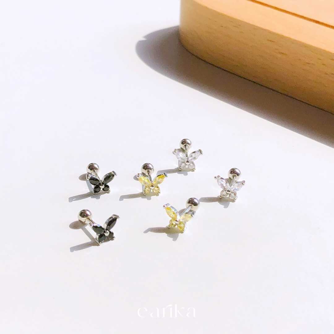 earika.earrings - mini gem nabi piercing จิวหูผีเสื้อเงินแท้ (ราคาต่อชิ้น) สำหรับผิวแพ้ง่าย