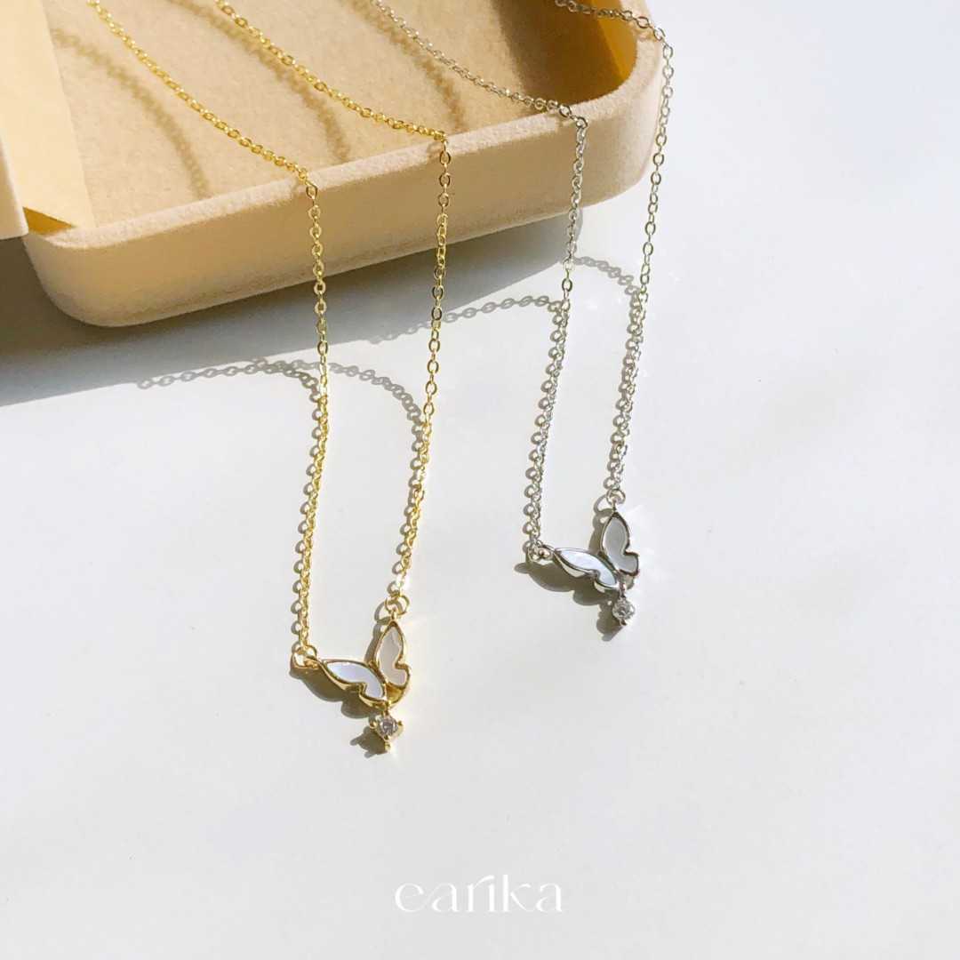 earika.earrings - seashell jewel butterfly necklace สร้อยคอจี้ผีเสื้อห้อยเพชรเงินแท้ S92.5