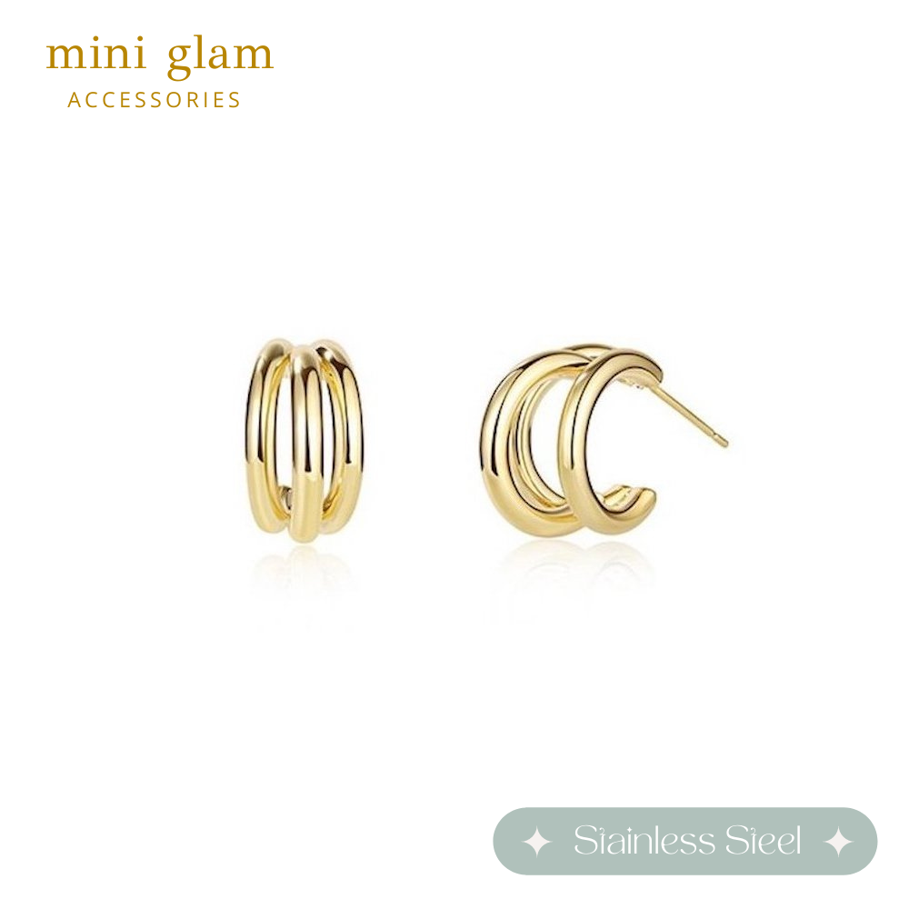 Miniglam Martin Curve Gold Metal Earrings