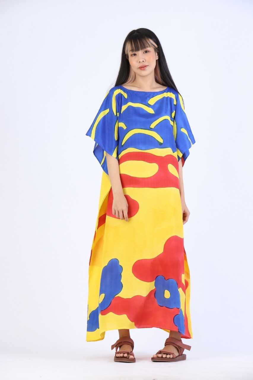 (Pre-order) Kaftan Cotton Silk Hand Paint คาฟทานคอตต้อนซิลล์แฮนด์เพ้นท์