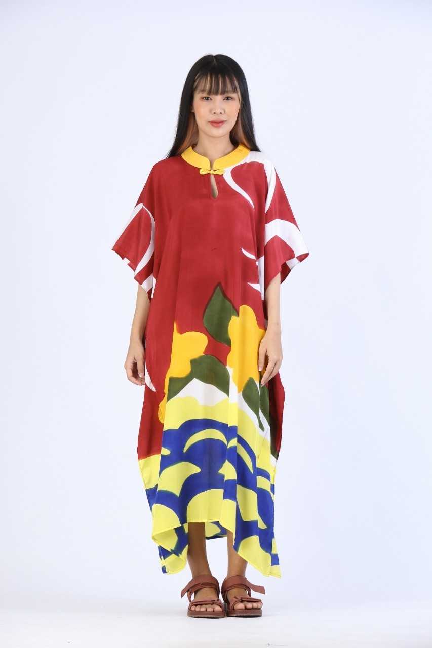 (Pre-order)Kaftan  Cotton Silk Chinese Style Hand Paint Free Size