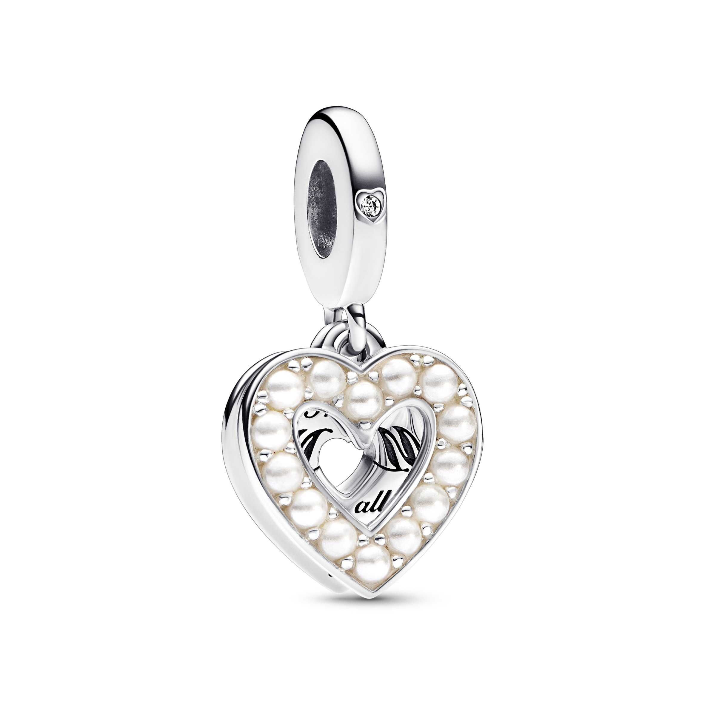 Mum heart sterling silver double dangle with bioresin man-made