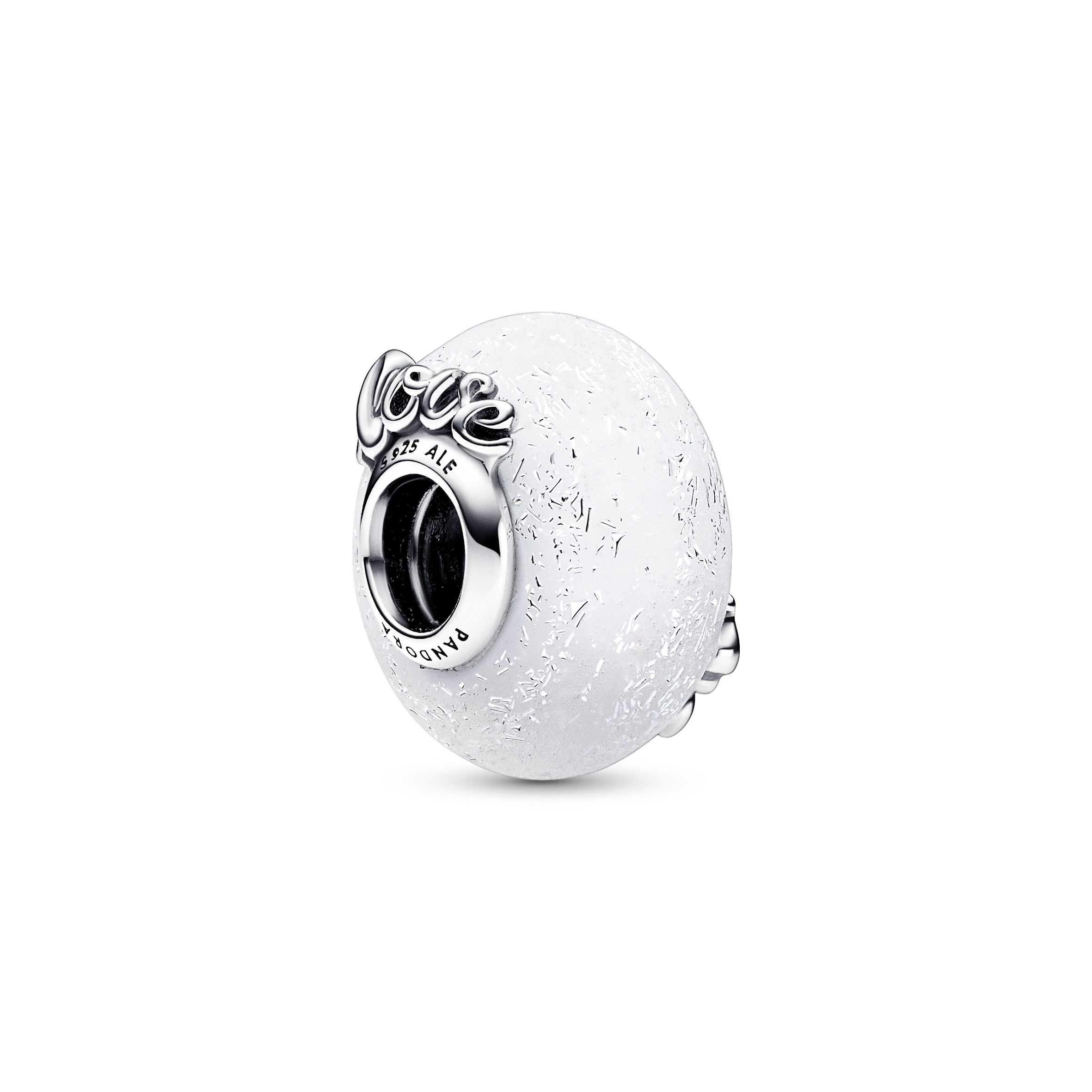 Mum sterling silver charm with dichroic and white Murano glass