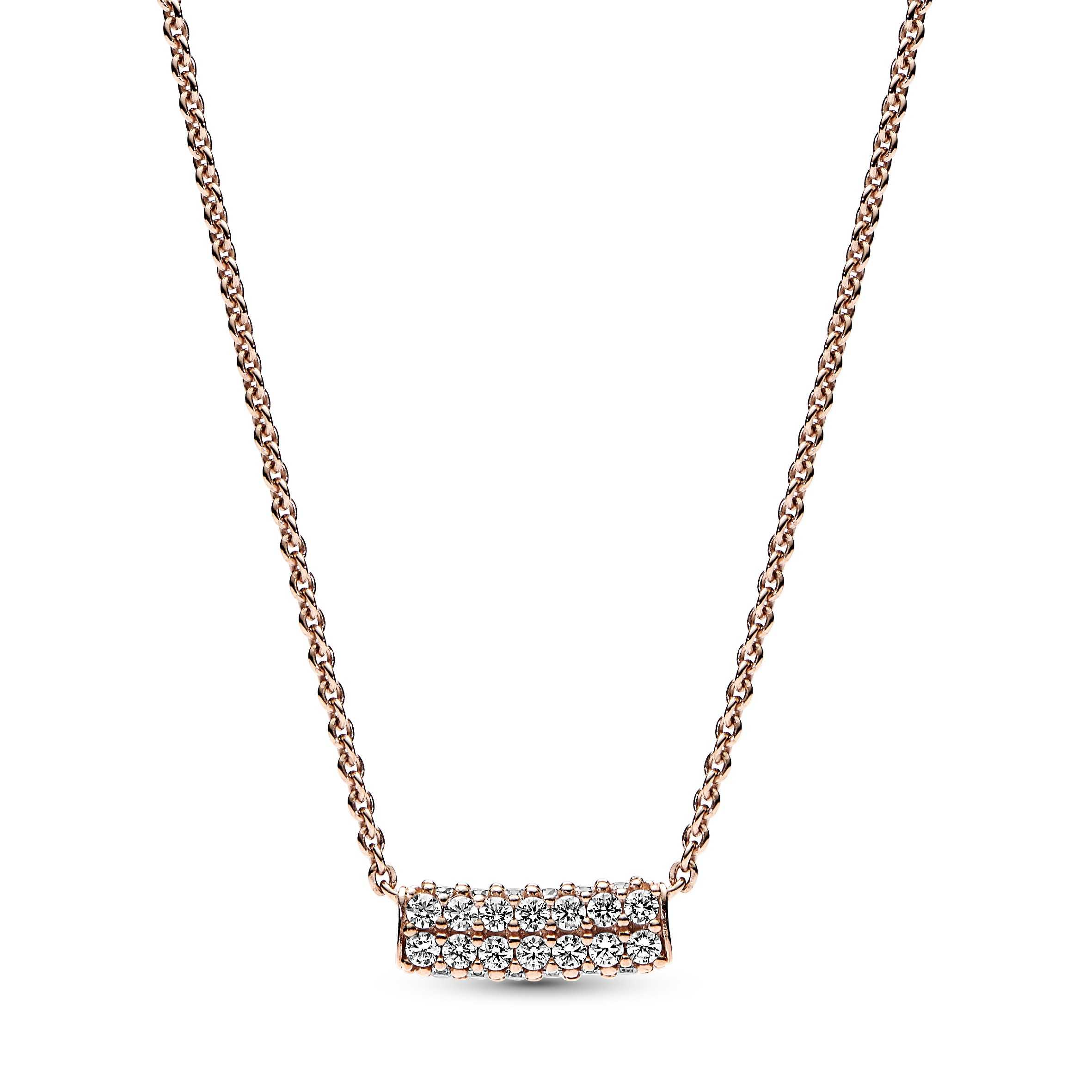 14k Rose gold-plated necklace with clear cubic zirconia