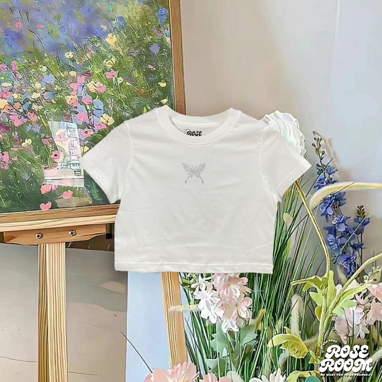 ✿ เสื้อครอปรุ่น little butterflies ･ ͜ʖ ･ ✧ 𓈒