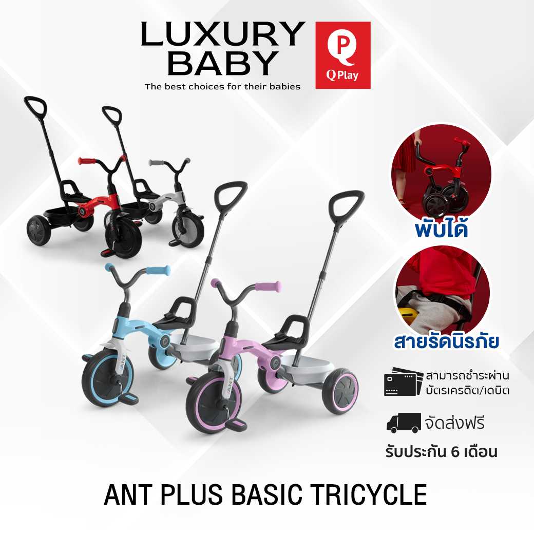 [สินค้าลิขสิทธิ์แท้+คูปองส่วนลด] Qplay Ant Plus Basic Tricycle จักรยาน 3 ล้อ