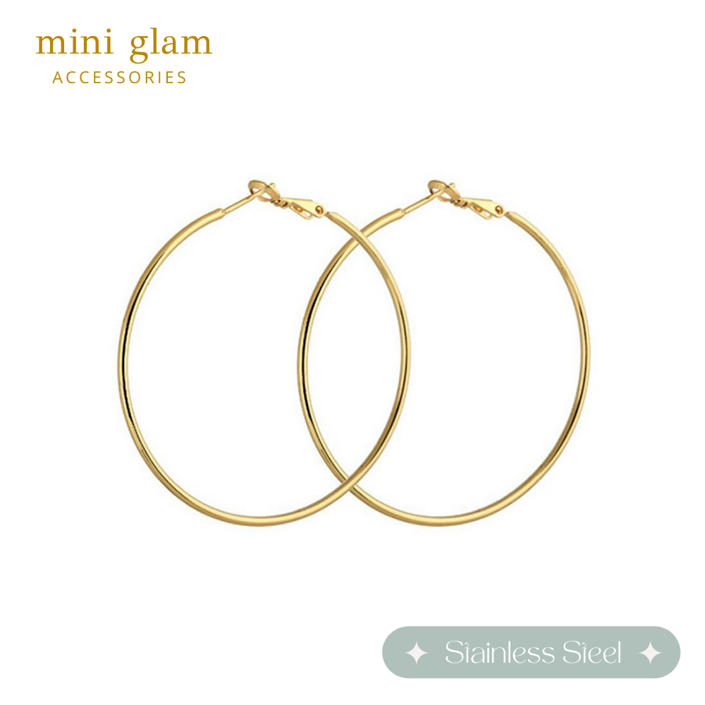 Miniglam Minimal Round Oversized Hoop Earrings (Gold)