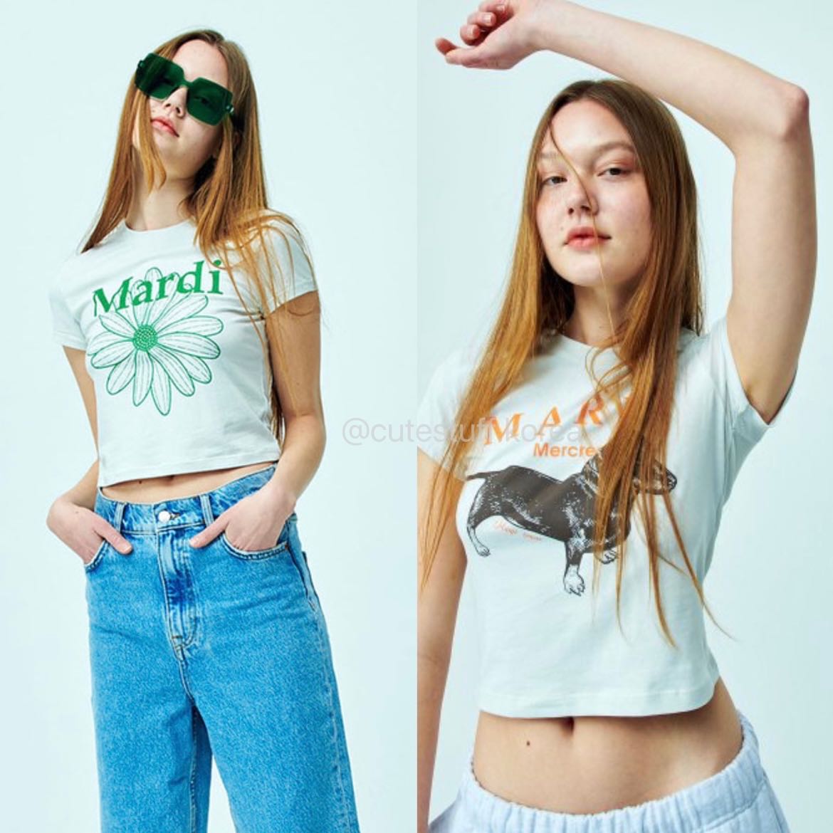 พร้อมส่ง Mardi mercredi cropped tshirt