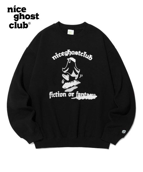 (พร้อมส่ง) Nice ghost club Ghost on Board UV Sweatshirt_Black