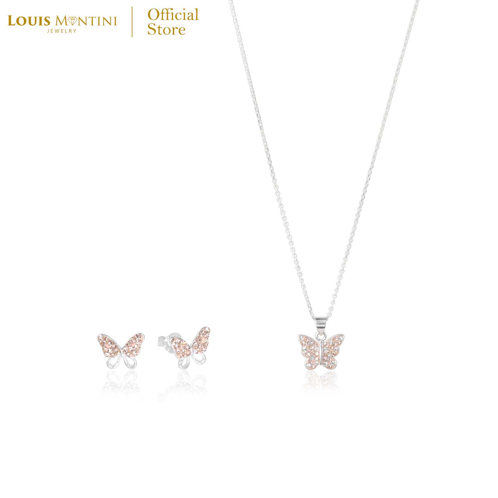 [Giftset] Louis Montini (Jewelry) ชุดกิฟท์เซต Sterling Silver 925 ต่างหูเงินแท้ รูปผีเสื้อ LJ-GS002