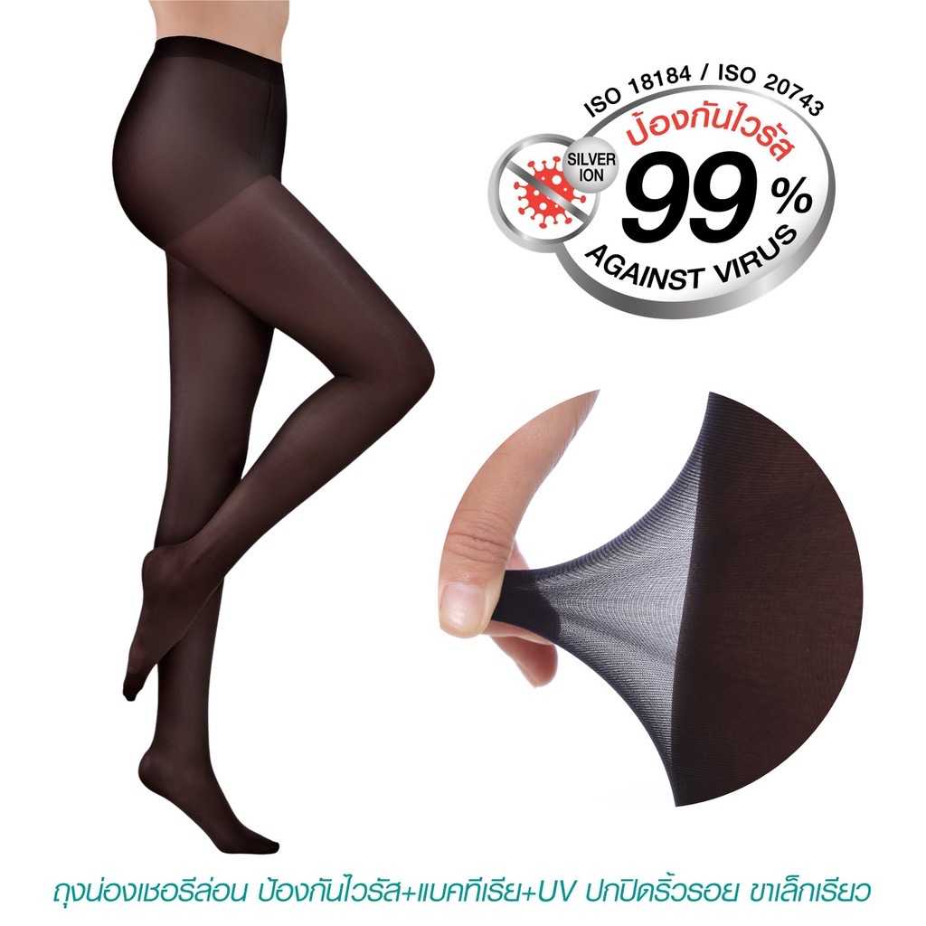 ถุงน่องซัพพอร์ตเต็มตัว หนา 20D ป้องกันไวรัส มี 2 สี