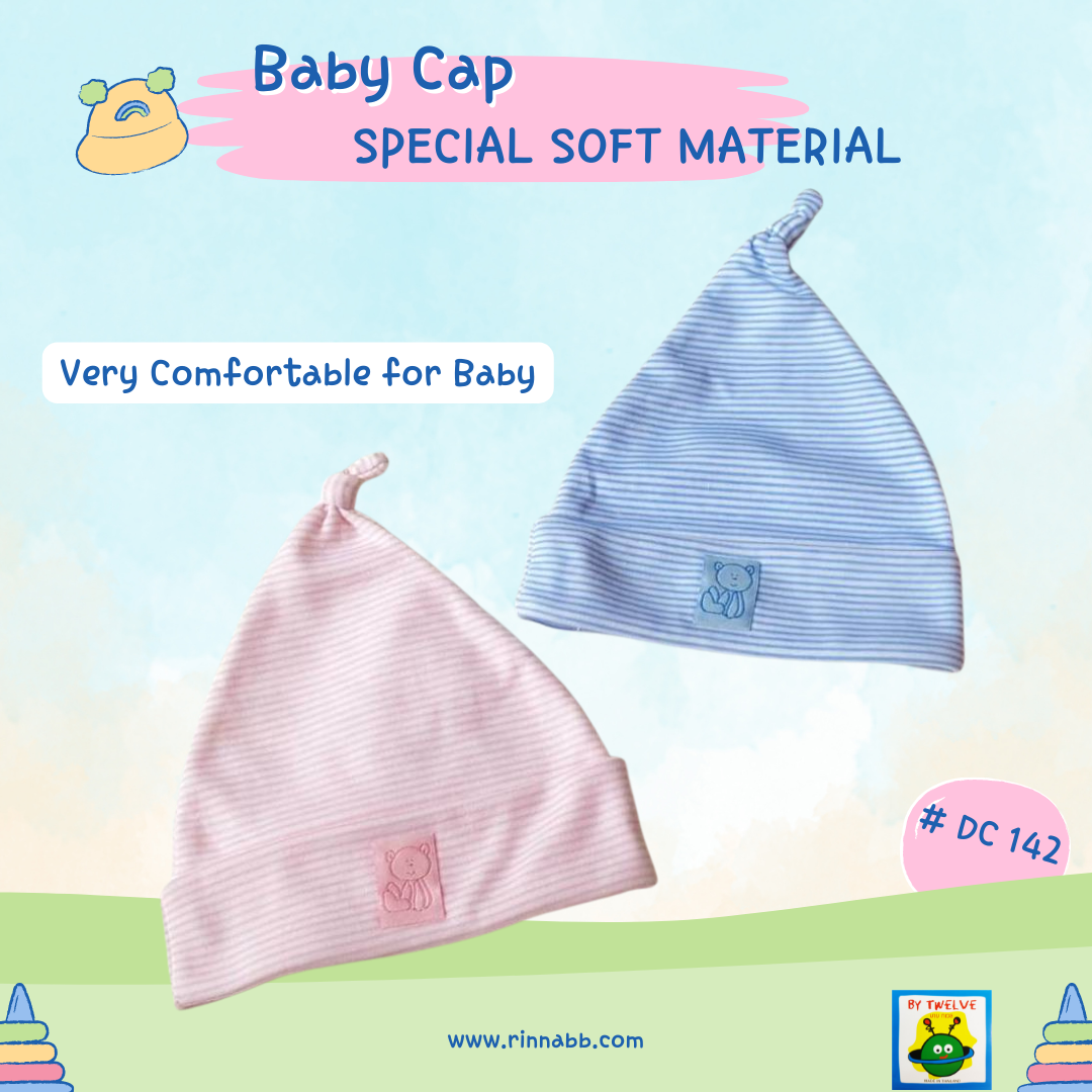 DC 142, Baby Cap with Cap Embroidery หมวกปักเด็กผูกโบร์