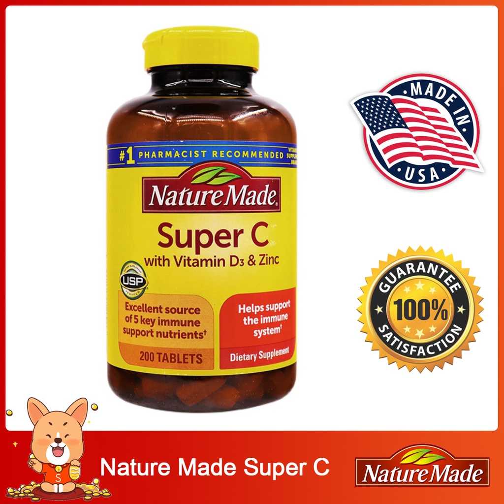 วิตามิน ซี ดี ซิงค์ Nature Made Super C with Vitamin D3&Zinc 200 tablets