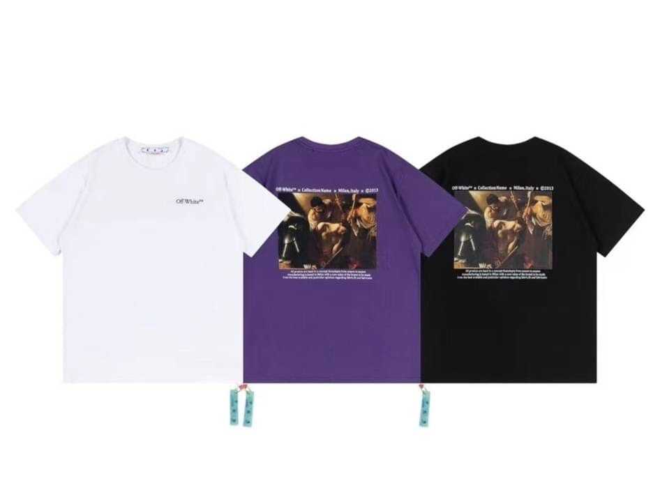 OFF-WHITE CARAVAGGIO CROWNING SKATE T-SHIRT เสื้อยืดคอกลมแขนสั้น แบรนด์ออฟไวท์