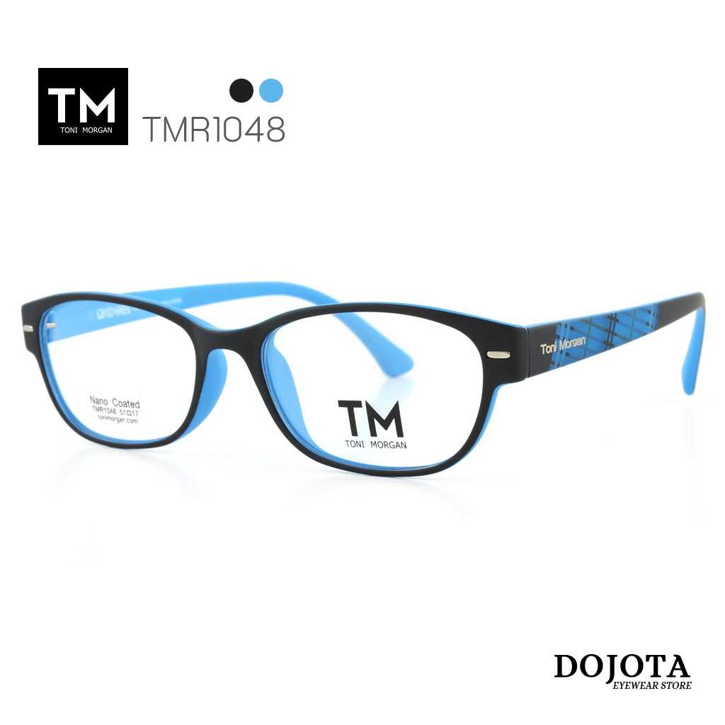 กรอบแว่นน้ำหนักเบา ทรงเหลี่ยม Toni Morgan รุ่น TMR1048 - สีดำ/ฟ้า Blue