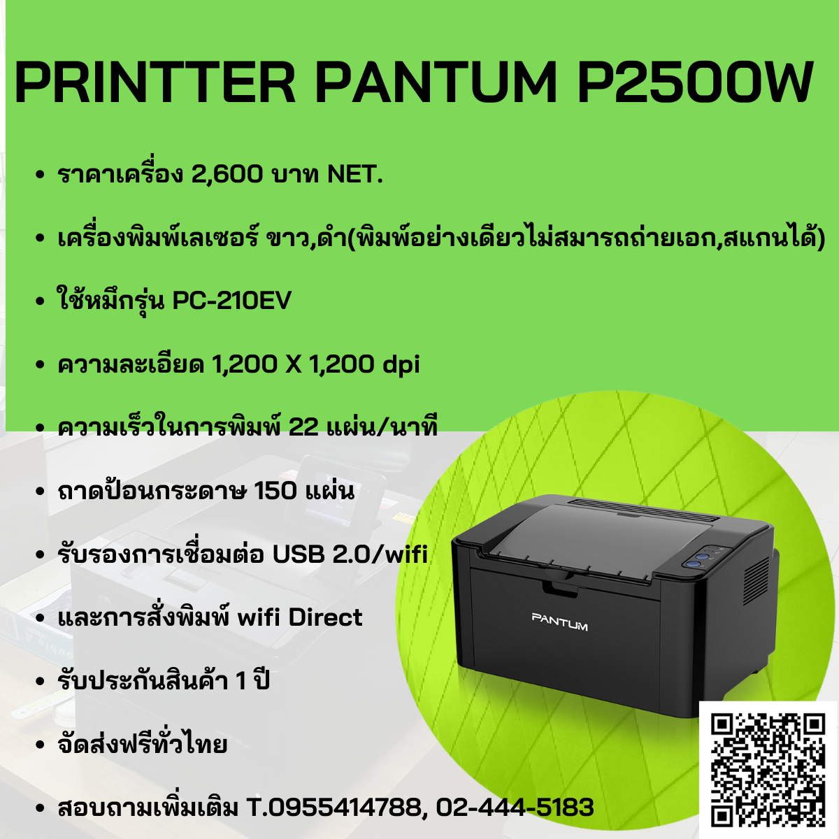 Printer Pantum P2500W / P2500