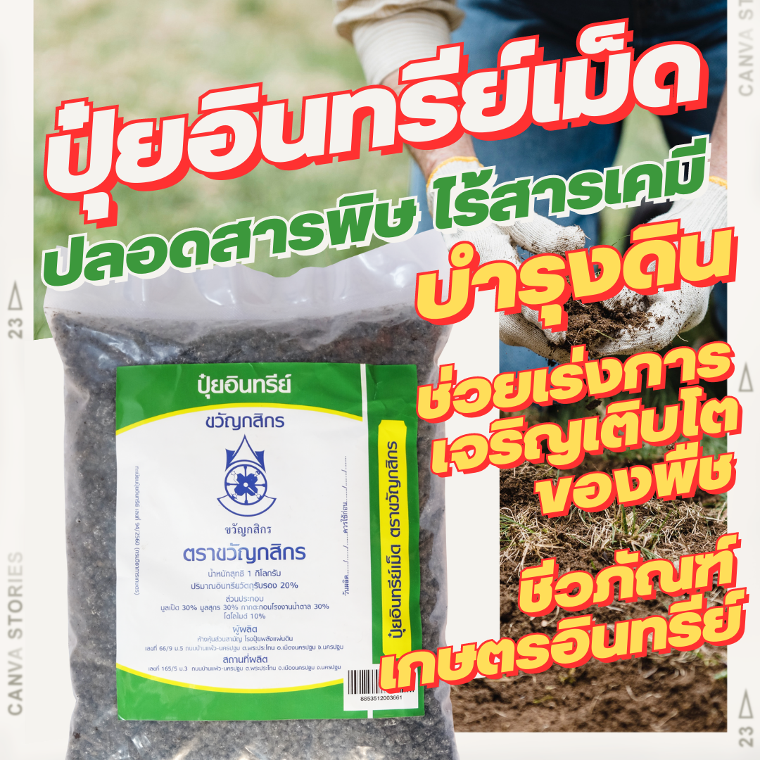 ปุ๋ยอินทรีย์ชนิดเม็ด 1 กก. ปลอดสารพิษ ไร้สารเคมี ช่วยเร่งการเจริญเติบโต