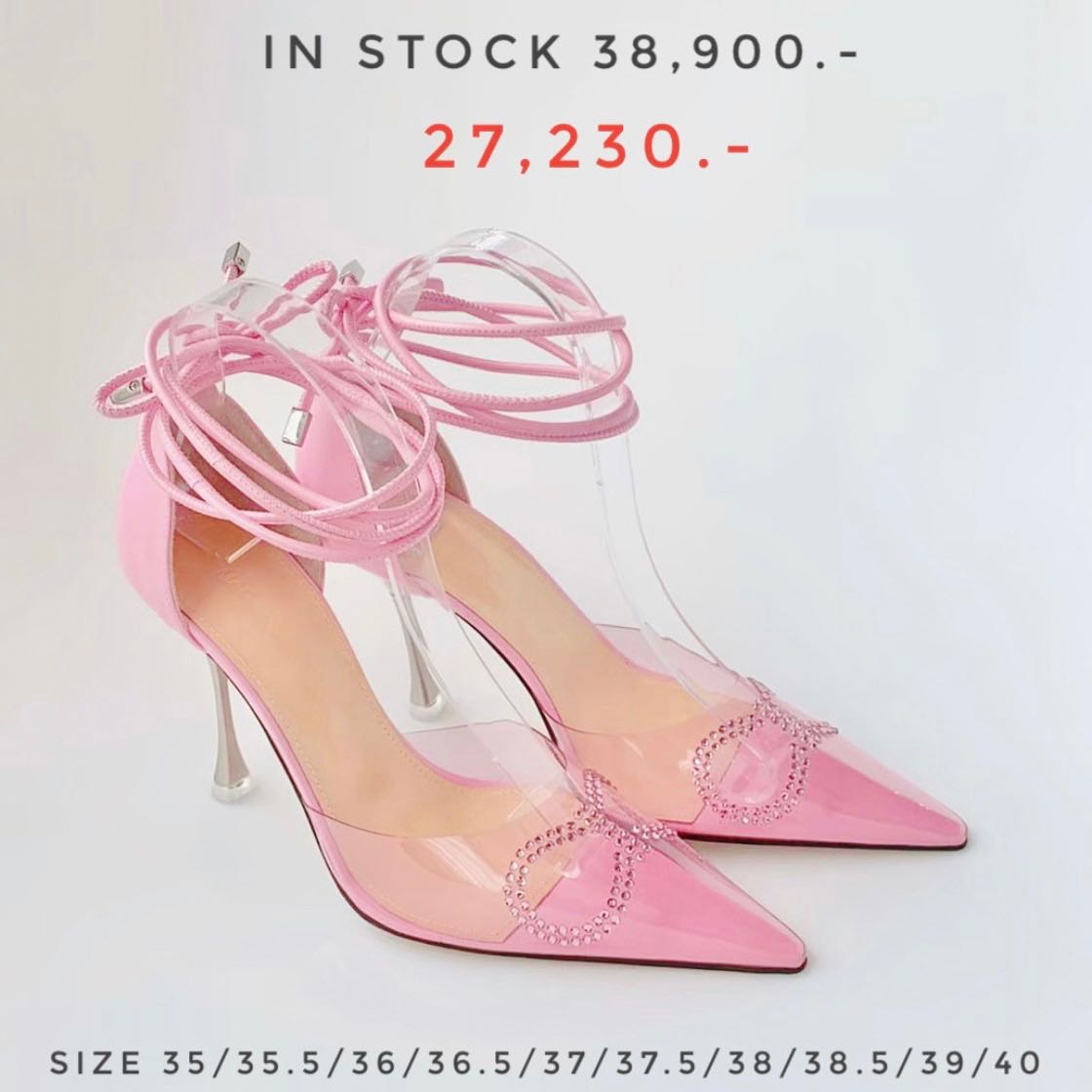MACH & MACH PVC CRYSTAL BOW HIGH HEELS - PINK