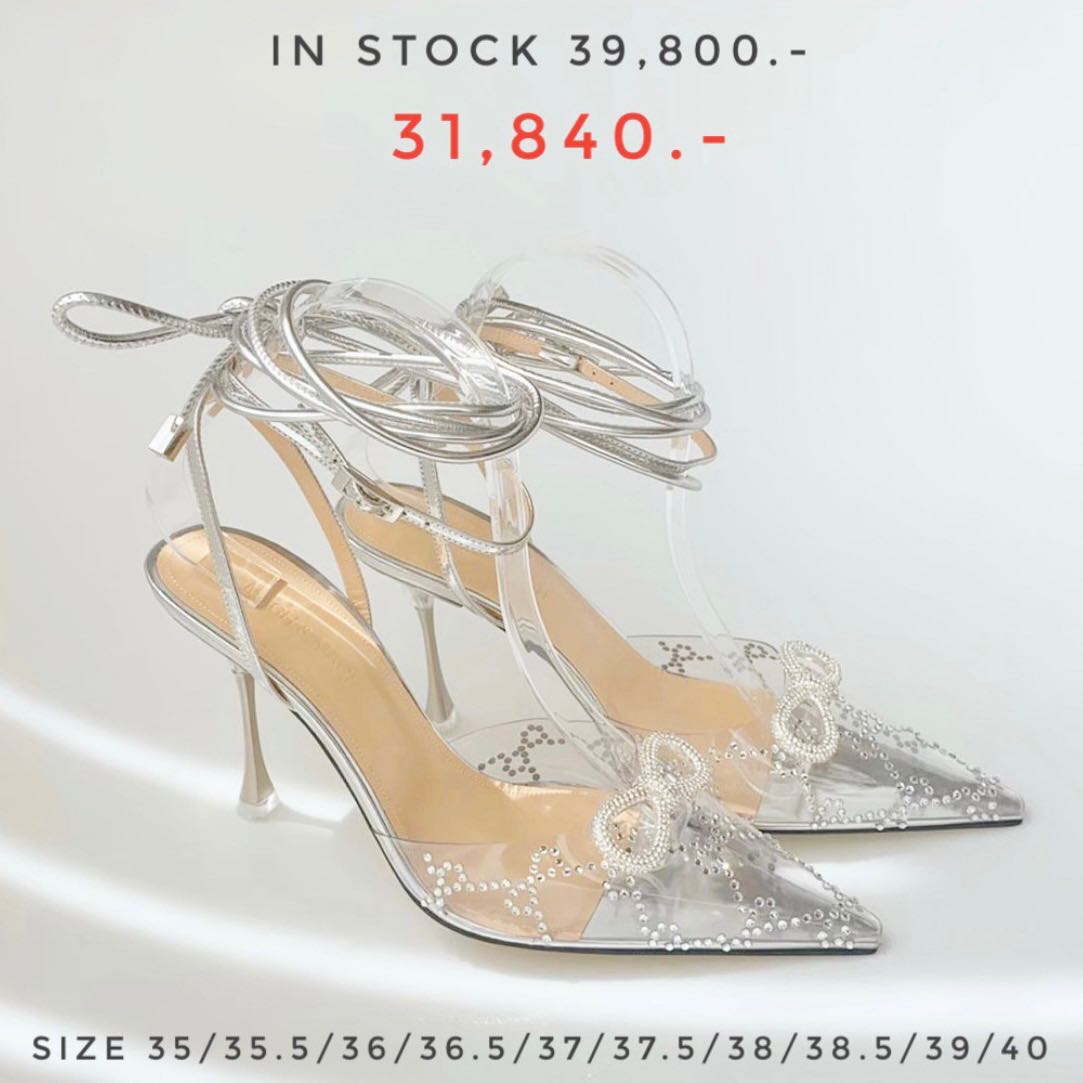 MACH & MACH PVC CRYSTAL-EMBELLISHED HIGH HEELS - CLEAR