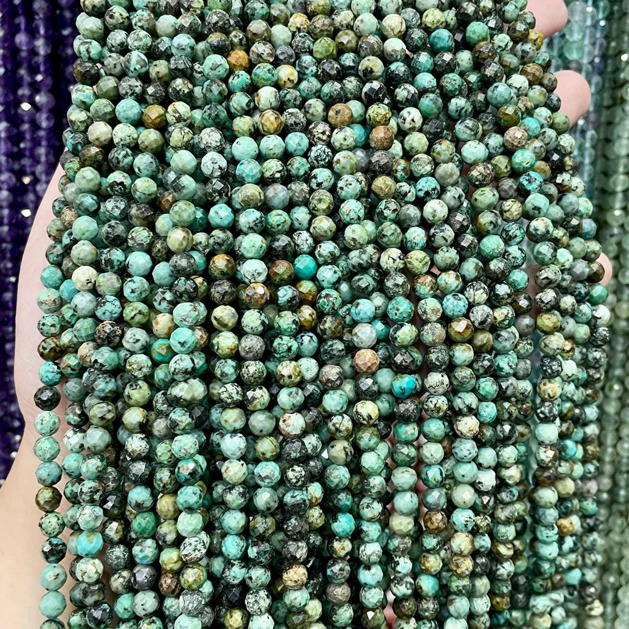เทอร์คอยส์ แอฟริกา (African Turquoise) 6 mm เจียเหลี่ยม เส้นยาว
