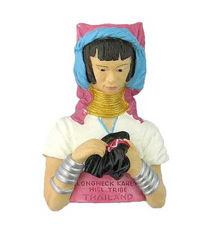 แม่เหล็กติดตู้เย็น กะเหรี่ยงคอยาว, Long Neck Karen Thailand Resin 3D Fridge Magnet