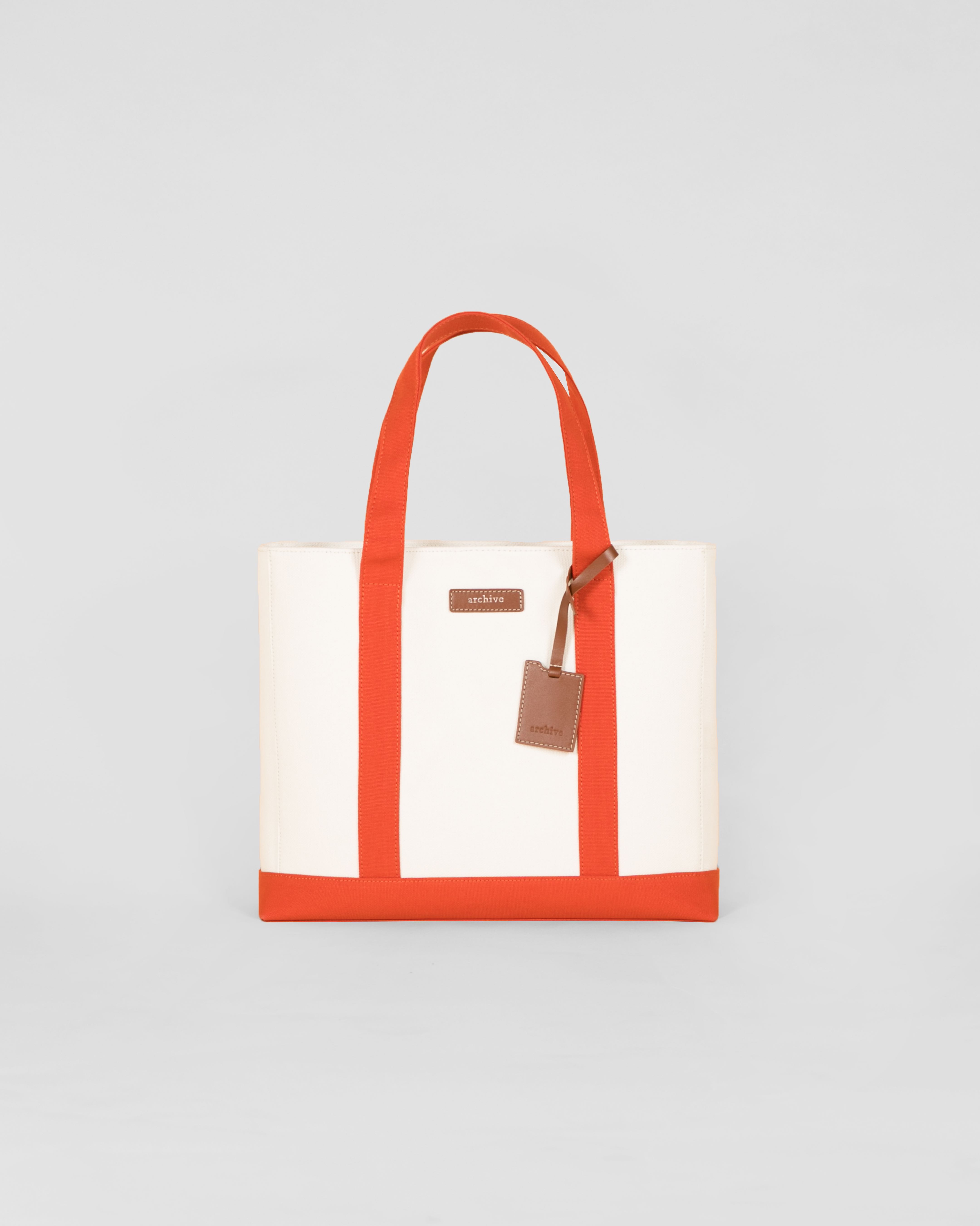 Small Hampton Tote II (Canvas/Grapefruit/Tan)